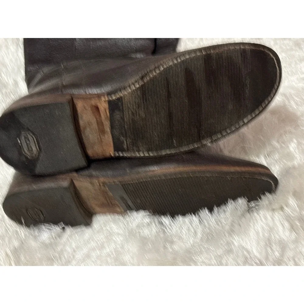 Frye 77535 Paige Tall Riding Brown Distressed Leather Womens Boho Boots Size 8